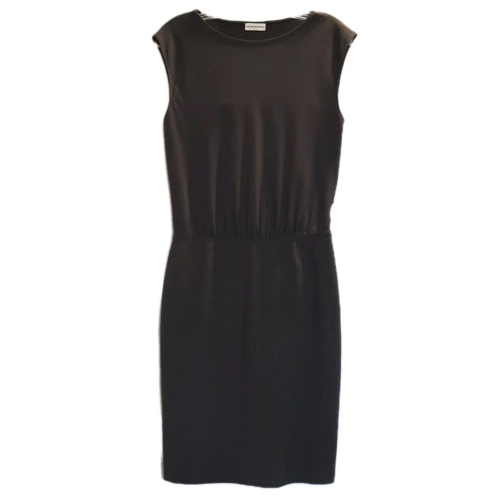 Emporio Armani Antinea SRL Brown Cap Sleeve Sheath Midi Dress Virgin Wool 40 / 6